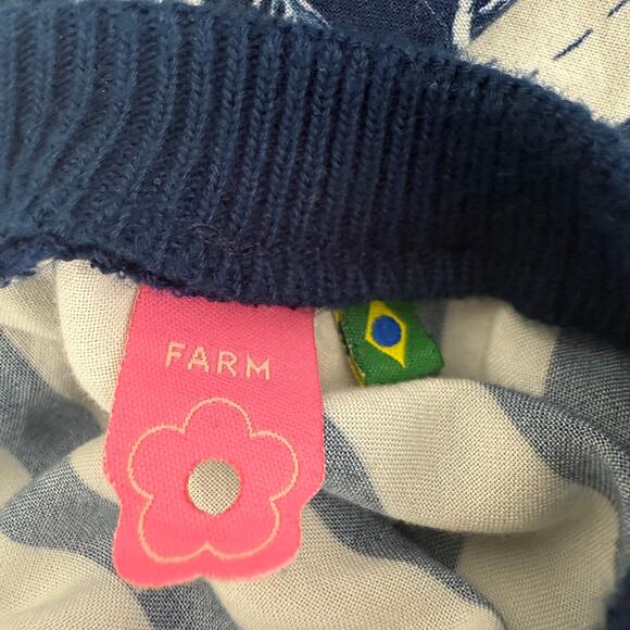 Farm Rio Womens Crewneck Striped Floral Navy/White Half Sleeve Mini Dress Medium - Picture 8 of 10